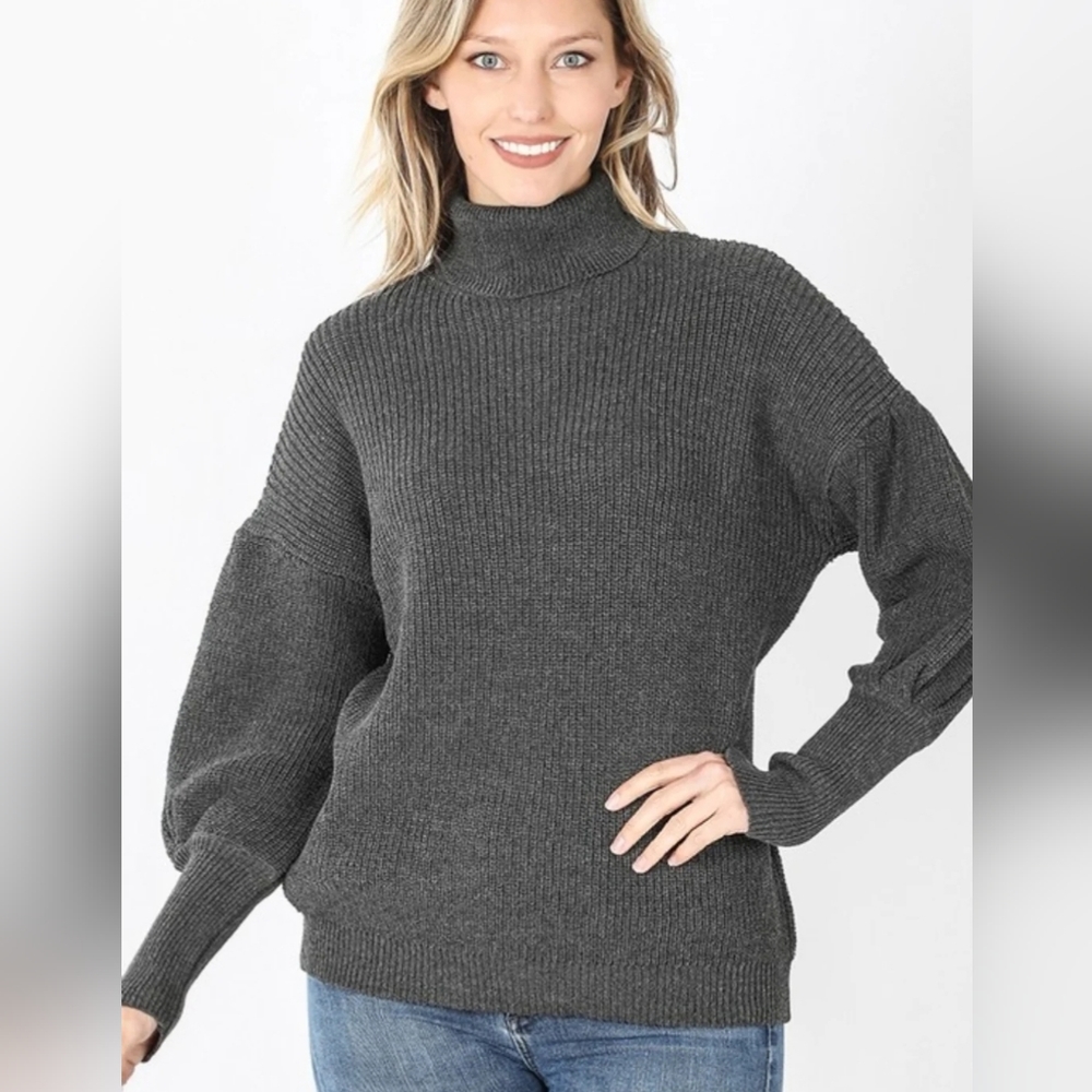 Puff Sleeve Turtleneck Sweater